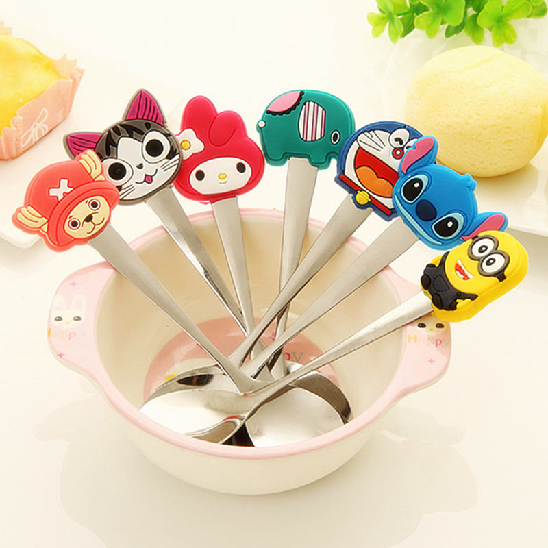 韩国可爱不锈钢勺子 创意咖啡勺搅拌勺 卡通儿童餐具汤勺饭勺