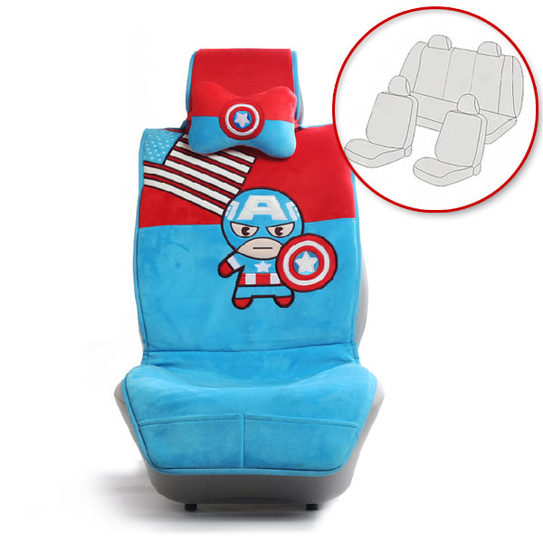 Marvel漫威 卡哇伊系列美国队长汽车坐椅套套装