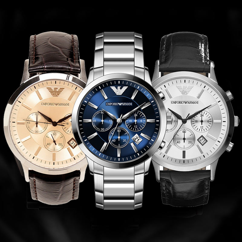 阿玛尼（ARMANI）手表男表意大利风格时尚质感皮带男士手表AR2433