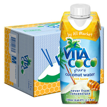 唯他可可（Vita Coco）蜂蜜味天然椰子水进口NFC果汁饮料 330ml*12瓶 整箱