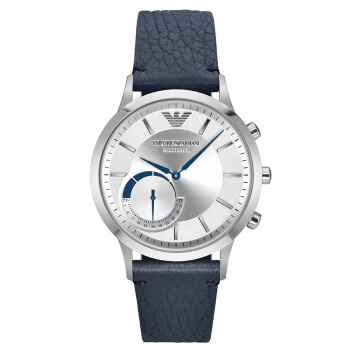 阿玛尼(Emporio Armani) 手表 时尚欧美智能表 石英智能机芯 Hybrid系列 商务经典时装腕表 蓝带白盘 ART3003