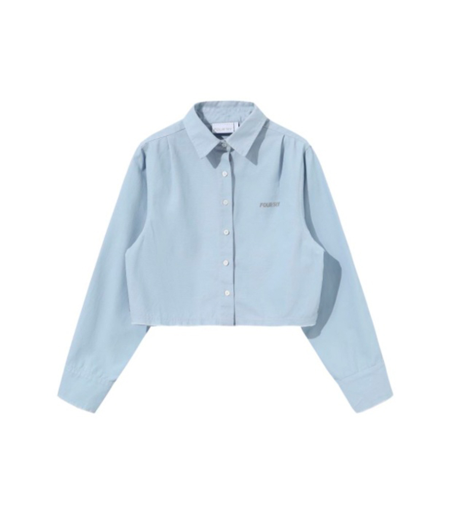 FOURTRY淡蓝色色短款廓形长袖衬衫 21SS02BL48X